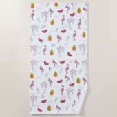 Nahtlose tropische Muster mit Flamingo-Ananas Strandtuch (Vorderseite)
