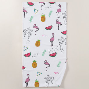 Nahtlose tropische Muster mit Flamingo-Ananas Strandtuch