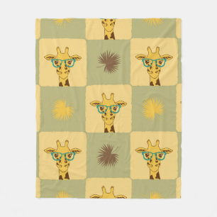 Nahtlose tropische Muster mit Giraffe und Palme Fleecedecke