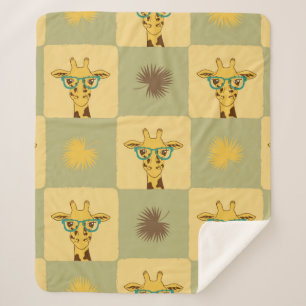 Nahtlose tropische Muster mit Giraffe und Palme Sherpadecke