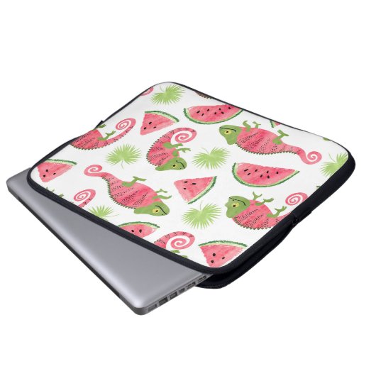 Nahtlose tropische Muster mit niedlicher Wasserfar Laptopschutzhülle (Vorne Knopf)