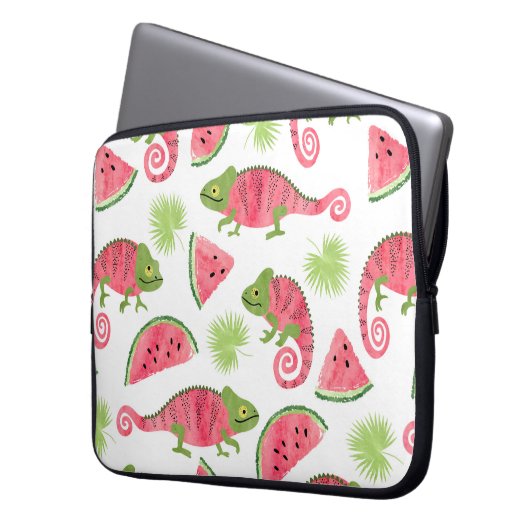 Nahtlose tropische Muster mit niedlicher Wasserfar Laptopschutzhülle (Vorderseite Links)