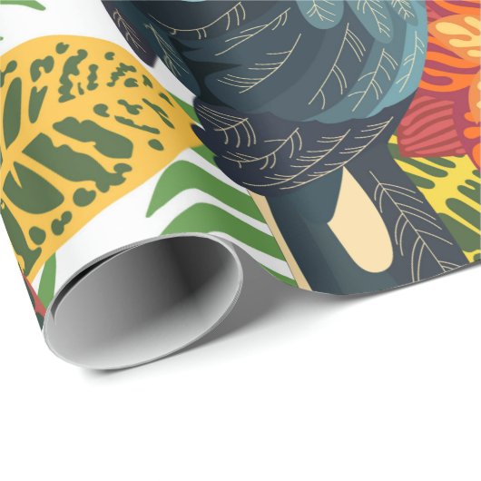 Nahtlose tropische Muster mit Papageien. Geschenkpapier (Rolleneckpunkt)