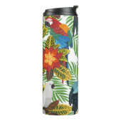 Nahtlose tropische Muster mit Papageien. Thermosbecher (Nach links gedreht)
