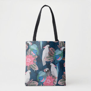 Nahtlose tropische Muster mit Papageien. Vintager Tasche