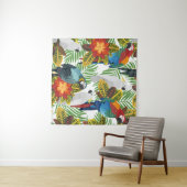 Nahtlose tropische Muster mit Papageien. Wandteppich (Beispiel (Horizontal))