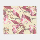 Nahtlose tropische Muster mit rosa Flamingo, Lev Fleecedecke (Vorderseite (Horizontal))