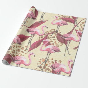 Nahtlose tropische Muster mit rosa Flamingo, Lev Geschenkpapier