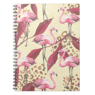 Nahtlose tropische Muster mit rosa Flamingo, Lev Notizblock