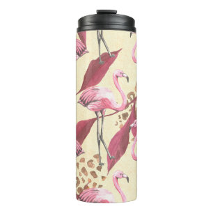 Nahtlose tropische Muster mit rosa Flamingo, Lev Thermosbecher