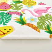 Nahtlose tropische Muster mit rosa Flamingo, Palme Sherpadecke (3/4)