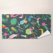 Nahtlose tropische Muster mit Vögeln und Getränken Badehandtuch (Badehandtuch)