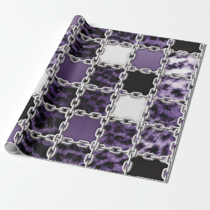Nahtlose ultraviolette Leoparden und Silberkettche Geschenkpapier