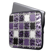Nahtlose ultraviolette Leoparden und Silberkettche Laptopschutzhülle (Vorderseite Links)