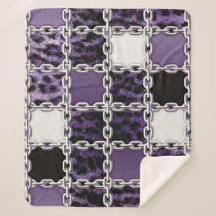 Nahtlose ultraviolette Leoparden und Silberkettche Sherpadecke