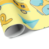 Nahtlose Umschlagpapier: Beutel, Zahlen, Schulbus Geschenkpapier (Rolleneckpunkt)