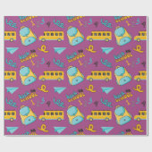 Nahtlose Umschlagpapier: Tasche und Schulbuskunst Geschenkpapier (Flach)