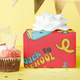 Nahtlose Umschlagpapier: Zahlen und Schulbus Geschenkpapier