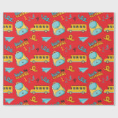 Nahtlose Umschlagpapier: Zahlen und Schulbus Geschenkpapier (Flach)