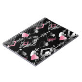 Nahtlose Valentinstag Liebe Schwarz-weißes Muster Notizblock (Linke Seite)