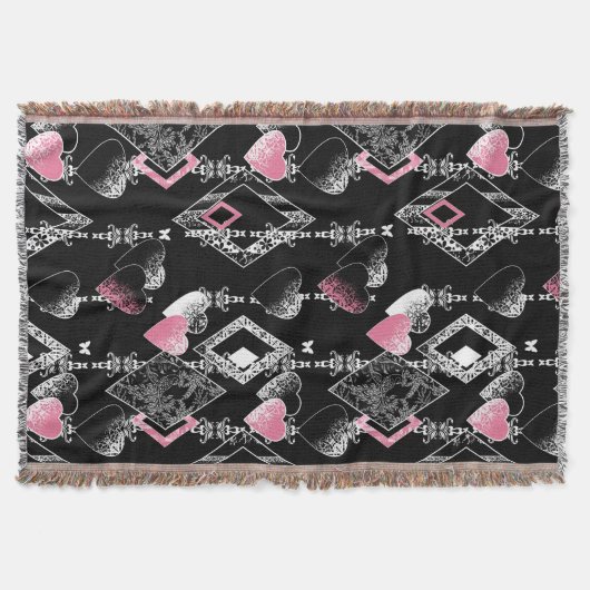 Nahtlose Valentinstag Liebe Schwarze Muster Herz Decke (Vorderseite)