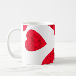 Nahtlose Valentinstag rote Herzen weißes Muster b Kaffeetasse