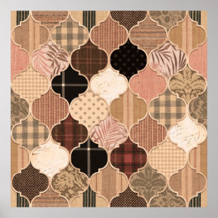 Nahtlose Verschiedene texturierte marokkanische Fl Poster