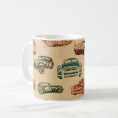 Nahtlose Vintage Auto Hintergrund. Kaffeetasse (Vorderseite Links)