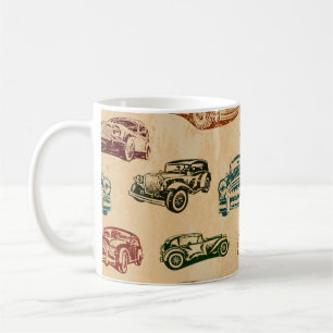 Nahtlose Vintage Auto Hintergrund. Kaffeetasse