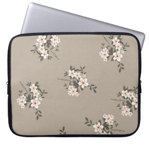 Nahtlose Vintage Blume-Bündelmuster grau Laptopschutzhülle