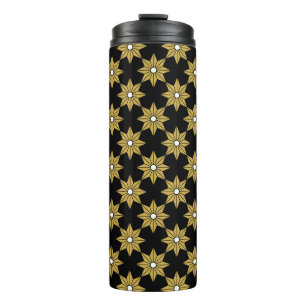 Nahtlose Vintage Blume. Gold und Blase Thermosbecher