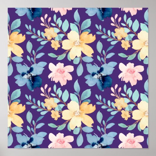 Nahtlose Vintage Blume Poster (Vorne)