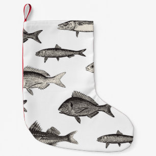 Nahtlose Vintage Fischgemusterung, Fische, Patter Kleiner Weihnachtsstrumpf