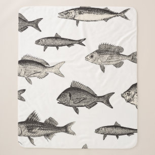 Nahtlose Vintage Fischgemusterung, Fische, Patter Sherpadecke