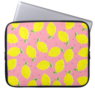 Nahtlose Vintage Gelblemonen auf rosa Untergrund Laptopschutzhülle
