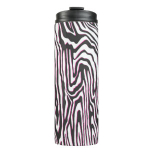 Nahtlose Vintage Kontur in Schwarz, Weiß und Rosa Thermosbecher