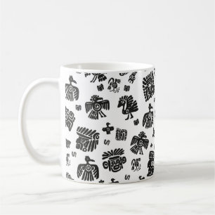 Nahtlose Vintage Maya-Muster. Schwarzweißeth Kaffeetasse