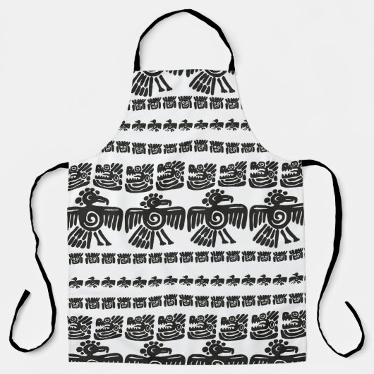 Nahtlose Vintage Maya-Muster. Schwarzweißeth Schürze (Vorderseite)