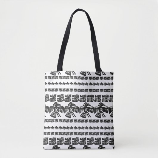 Nahtlose Vintage Maya-Muster. Schwarzweißeth Tasche (Vorderseite)