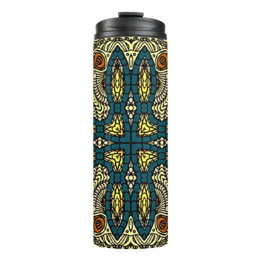 Nahtlose Vintage Muster in orientalischer Blume Thermosbecher (Vorderseite)