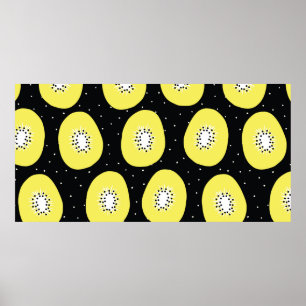 Nahtlose Vintage Muster Kiwi Frucht. Handgezogene Poster