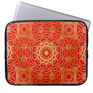 Nahtlose Vintage Muster mit abstrakter Blüte und Laptopschutzhülle