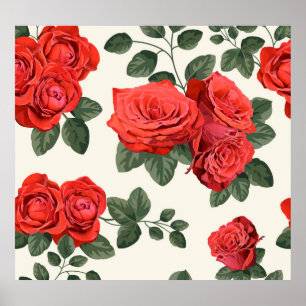 Nahtlose Vintage Rose Muster, Blumendesign. Poster