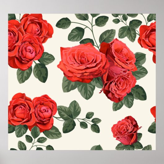 Nahtlose Vintage Rose Muster, Blumendesign. Poster (Vorne)