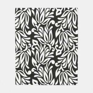 Nahtlose Vintage Schwarz-Weiß-Textilblüte Fleecedecke