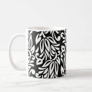 Nahtlose Vintage Schwarz-Weiß-Textilblüte Kaffeetasse