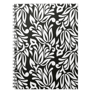 Nahtlose Vintage Schwarz-Weiß-Textilblüte Notizblock