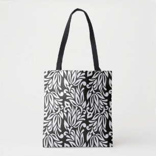 Nahtlose Vintage Schwarz-Weiß-Textilblüte Tasche