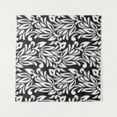 Nahtlose Vintage Schwarz-Weiß-Textilblüte Wandteppich (Vorderseite (Horizontal))