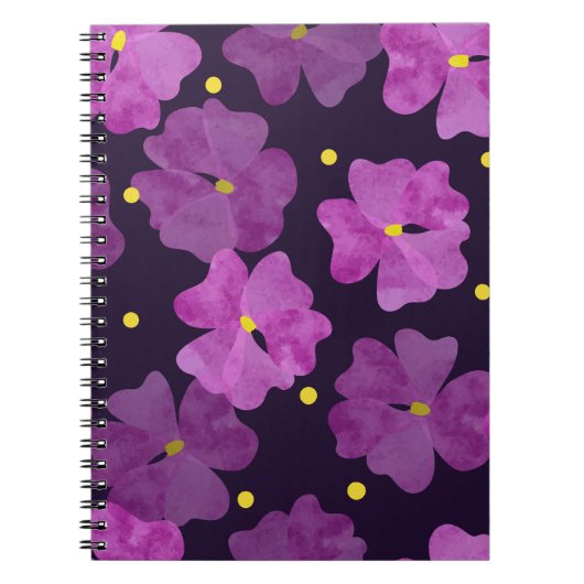 Nahtlose violette Blume. Wasserfarbe Notizblock (Vorderseite)